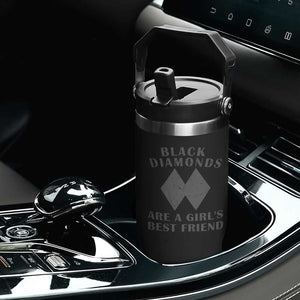 Funny Black Diamonds Are A Girls Best Friend Snow Skiing Flip Straw Tumbler TS11 Print Your Wear