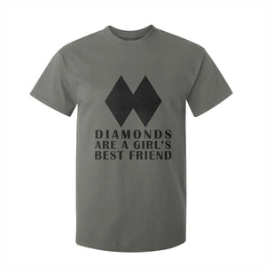 Funny Skiing Snowboarding T Shirt For Kid Diamonds Are A Girls Best Friend TS11 Military Green Print Your Wear