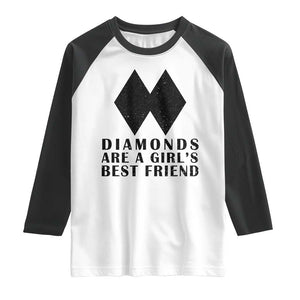 Funny Skiing Snowboarding Raglan Shirt Diamonds Are A Girls Best Friend TS11 White Black Print Your Wear