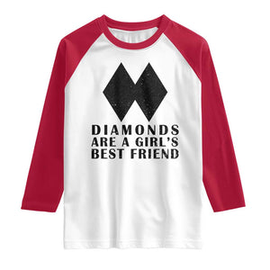 Funny Skiing Snowboarding Raglan Shirt Diamonds Are A Girls Best Friend TS11 White Red Print Your Wear