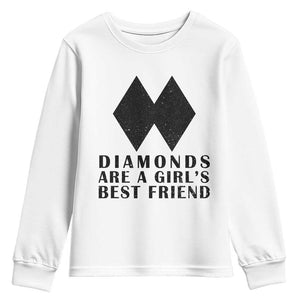 Funny Skiing Snowboarding Youth Sweatshirt Diamonds Are A Girls Best Friend TS11 White Print Your Wear