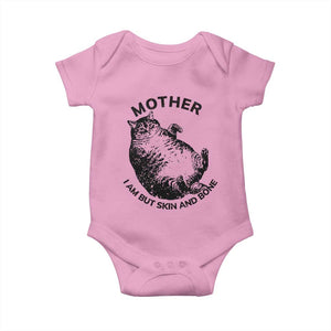 Funny Cat Mother I Am But Skin And Bone Baby Onesie TS11 Light Pink Print Your Wear