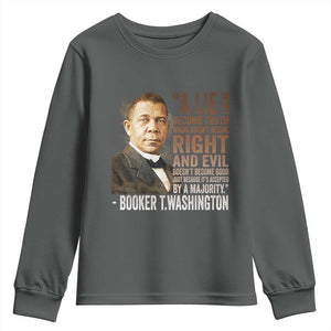 Booker Taliaferro Washington Youth Sweatshirt A Lie Doesn't Become Truth Black History Month TS11 Dark Heather Print Your Wear