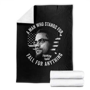 Malcolm X Throw Blanket A Man Who Stands For Nothing Will Fall For Anything American Flag TS11 Black Print Your Wear