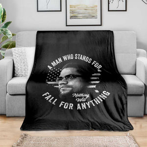Malcolm X Throw Blanket A Man Who Stands For Nothing Will Fall For Anything American Flag TS11 Print Your Wear