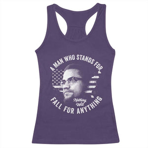 Malcolm X Racerback Tank Top A Man Who Stands For Nothing Will Fall For Anything American Flag TS11 Purple Print Your Wear