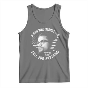 Malcolm X Tank Top A Man Who Stands For Nothing Will Fall For Anything American Flag TS11 Black Heather Print Your Wear