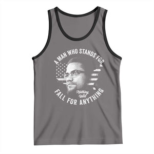 Malcolm X Tank Top A Man Who Stands For Nothing Will Fall For Anything American Flag TS11 Deep Heather Black Print Your Wear