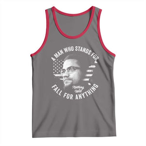 Malcolm X Tank Top A Man Who Stands For Nothing Will Fall For Anything American Flag TS11 Deep Heather Red Print Your Wear