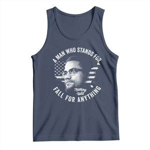 Malcolm X Tank Top A Man Who Stands For Nothing Will Fall For Anything American Flag TS11 Navy Print Your Wear