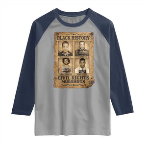 Black History Civil Rights Mugshots Raglan Shirt Malcolm X MLK John Lewis Huey P Newton TS11 Sport Gray Navy Print Your Wear