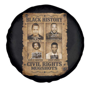 Black History Civil Rights Mugshots Spare Tire Cover Malcolm X MLK John Lewis Huey P Newton TS11 Print Your Wear