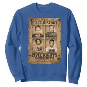 Black History Civil Rights Mugshots Sweatshirt Malcolm X MLK John Lewis Huey P Newton TS11 Royal Blue Print Your Wear