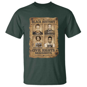 Black History Civil Rights Mugshots T Shirt Malcolm X MLK John Lewis Huey P Newton TS11 Dark Forest Green Print Your Wear