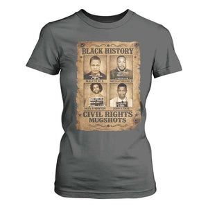 Black History Civil Rights Mugshots T Shirt For Women Malcolm X MLK John Lewis Huey P Newton TS11 Dark Heather Print Your Wear