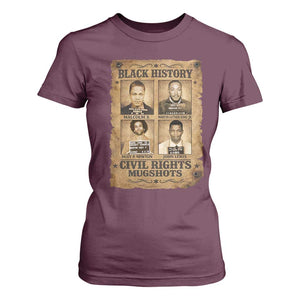 Black History Civil Rights Mugshots T Shirt For Women Malcolm X MLK John Lewis Huey P Newton TS11 Maroon Print Your Wear