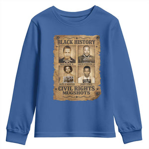 Black History Civil Rights Mugshots Youth Sweatshirt Malcolm X MLK John Lewis Huey P Newton TS11 Royal Blue Print Your Wear