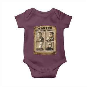 Black Leaders Baby Onesie Wanted Civil Rights Heroes MLK Malcolm X Web John Lewis TS11 Maroon Print Your Wear