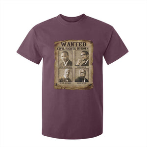 Black Leaders T Shirt For Kid Wanted Civil Rights Heroes MLK Malcolm X Web John Lewis TS11 Maroon Print Your Wear