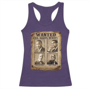Black Leaders Racerback Tank Top Wanted Civil Rights Heroes MLK Malcolm X Web John Lewis TS11 Purple Print Your Wear