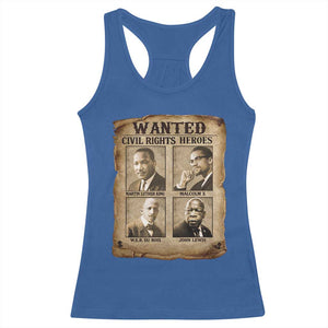 Black Leaders Racerback Tank Top Wanted Civil Rights Heroes MLK Malcolm X Web John Lewis TS11 Royal Blue Print Your Wear
