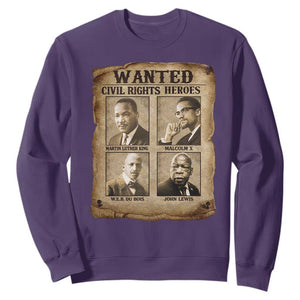 Black Leaders Sweatshirt Wanted Civil Rights Heroes MLK Malcolm X Web John Lewis TS11 Purple Print Your Wear
