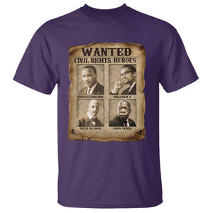 Black Leaders T Shirt Wanted Civil Rights Heroes MLK Malcolm X Web John Lewis TS11 Purple Print Your Wear