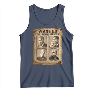 Black Leaders Tank Top Wanted Civil Rights Heroes MLK Malcolm X Web John Lewis TS11 Navy Print Your Wear