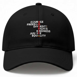 America Courage Freedom Diversity Rights Friendship Justice Baseball Cap TS11 Print Your Wear