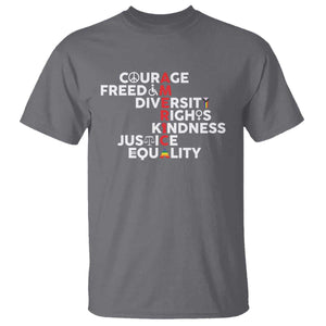 America Courage Freedom Diversity Rights Friendship Justice T Shirt TS11 Charcoal Print Your Wear