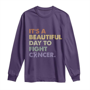 All Cancer Awareness Long Sleeve Shirt It's A Beautiful Day To Fight Cancer Lavender Ribbon TS11 Purple Print Your Wear