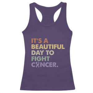 All Cancer Awareness Racerback Tank Top It's A Beautiful Day To Fight Cancer Lavender Ribbon TS11 Purple Print Your Wear