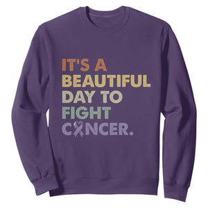 All Cancer Awareness Sweatshirt It's A Beautiful Day To Fight Cancer Lavender Ribbon TS11 Purple Print Your Wear