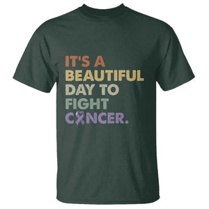 All Cancer Awareness T Shirt It's A Beautiful Day To Fight Cancer Lavender Ribbon TS11 Dark Forest Green Print Your Wear
