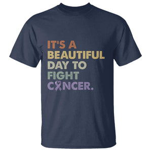 All Cancer Awareness T Shirt It's A Beautiful Day To Fight Cancer Lavender Ribbon TS11 Navy Print Your Wear