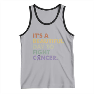 All Cancer Awareness Tank Top It's A Beautiful Day To Fight Cancer Lavender Ribbon TS11 Athletic Heather Black Print Your Wear