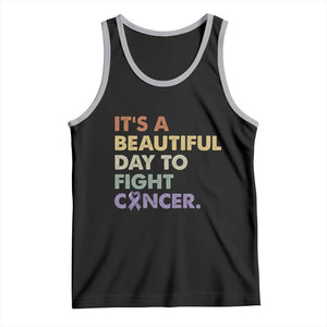 All Cancer Awareness Tank Top It's A Beautiful Day To Fight Cancer Lavender Ribbon TS11 Black Athletic Heather Print Your Wear