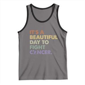 All Cancer Awareness Tank Top It's A Beautiful Day To Fight Cancer Lavender Ribbon TS11 Deep Heather Black Print Your Wear