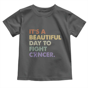 All Cancer Awareness Toddler T Shirt It's A Beautiful Day To Fight Cancer Lavender Ribbon TS11 Dark Heather Print Your Wear