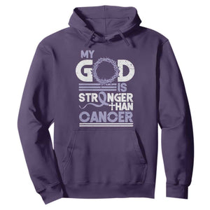 All Cancer Awareness Hoodie My God Is Stronger Than Cancer Lavender Ribbon TS11 Purple Print Your Wear