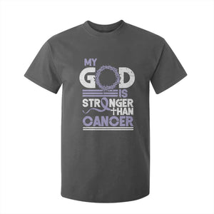 All Cancer Awareness T Shirt For Kid My God Is Stronger Than Cancer Lavender Ribbon TS11 Dark Heather Print Your Wear