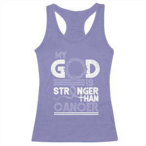 All Cancer Awareness Racerback Tank Top My God Is Stronger Than Cancer Lavender Ribbon TS11 Violet Print Your Wear