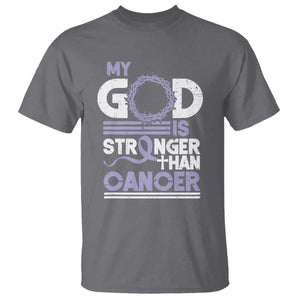 All Cancer Awareness T Shirt My God Is Stronger Than Cancer Lavender Ribbon TS11 Charcoal Print Your Wear