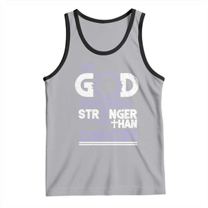 All Cancer Awareness Tank Top My God Is Stronger Than Cancer Lavender Ribbon TS11 Athletic Heather Black Print Your Wear