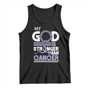 All Cancer Awareness Tank Top My God Is Stronger Than Cancer Lavender Ribbon TS11 Black Print Your Wear