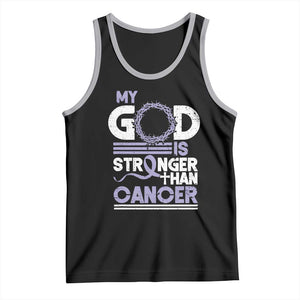 All Cancer Awareness Tank Top My God Is Stronger Than Cancer Lavender Ribbon TS11 Black Athletic Heather Print Your Wear