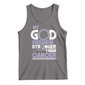 All Cancer Awareness Tank Top My God Is Stronger Than Cancer Lavender Ribbon TS11 Deep Heather Print Your Wear