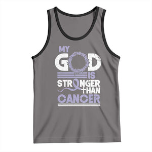 All Cancer Awareness Tank Top My God Is Stronger Than Cancer Lavender Ribbon TS11 Deep Heather Black Print Your Wear