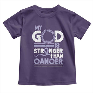 All Cancer Awareness Toddler T Shirt My God Is Stronger Than Cancer Lavender Ribbon TS11 Purple Print Your Wear