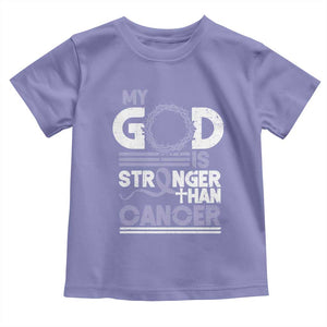 All Cancer Awareness Toddler T Shirt My God Is Stronger Than Cancer Lavender Ribbon TS11 Violet Print Your Wear